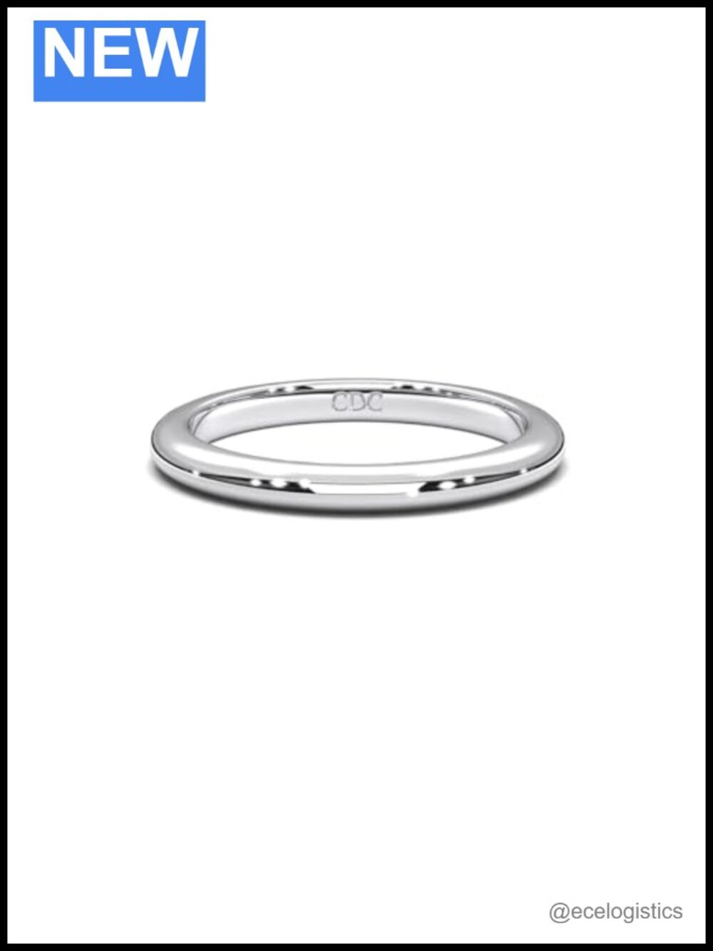 Sterling Silver Platinum Plated Wedding Band 1.8mm Stackable Ring